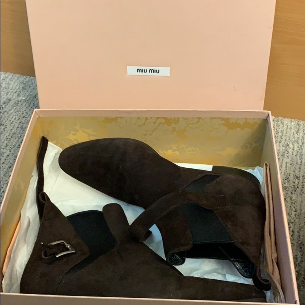 Miu Miu Brown Suede Booties